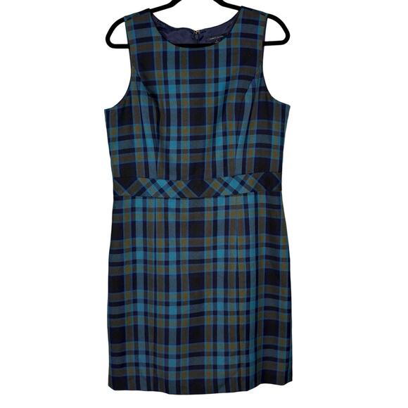 NWOT Tommy Hilfiger Sheath Dress Knee Length Plaid Blue Preppy Academia Size 14 - Picture 1 of 5